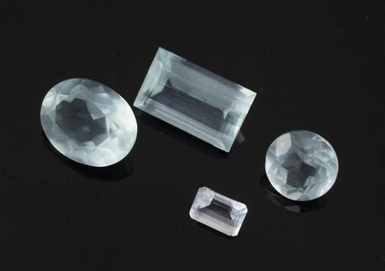 Four unmounted aquamarine stones,